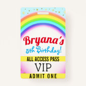 Badge Rainbow Party Sparkle VIP Pass Anniversaire (Dos)