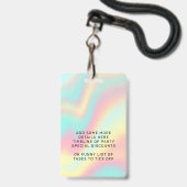 Badge Rainbow Pastel Sweet 16th VIP Pass Lanyard (Dos avec cordon)