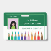 Badge Rainbow Pencils Kindergarten Enseignant Insigne ve (Face)