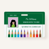 Badge Rainbow Pencils Kindergarten Enseignant Insigne ve (Devant)