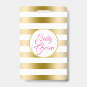 Badge Rayures horizontales or et blanc (Arrière)