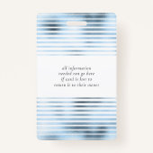 Badge rayures métalliques bleu feuille de bleu nom de la (Dos)