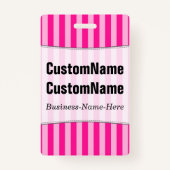 Badge Rayures rose-clair et rose-foncé ; Nom (Dos)