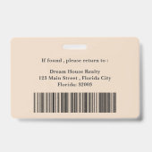 Badge Réalisateur esthétique moderne Nom immobilier (Dos)