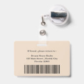 Badge Réalisateur esthétique moderne Nom immobilier (Dos avec clip rétractable)