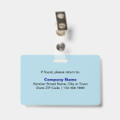 Badge Rectangle avec photo de l'employé sur fond bleu cl (Arrière avec clip)