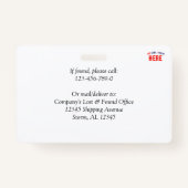 BADGE RECTANGLE DE MARQUE BLANCHE MODERNE ET PERSONNALIS (Dos)