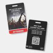 Badge Red Access Pass Logo QR Code Participants Conferen (Front & Back)