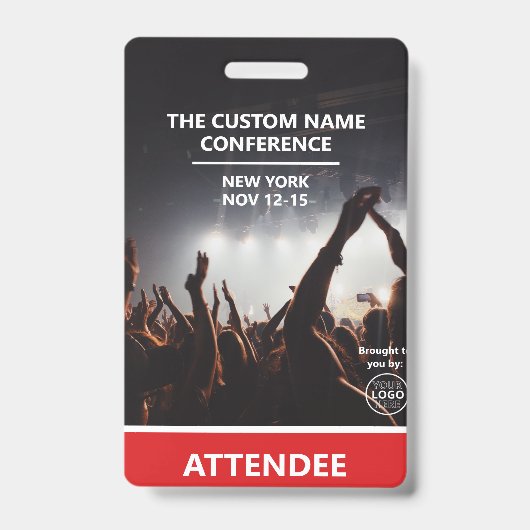 Badge Red Access Pass Logo QR Code Participants Conferen (Front)