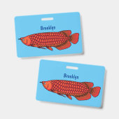 Badge Red Arowana fish cartoon (Avant & arrière)