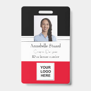 Badge Red Black Linke Nom photo employé de l'entreprise