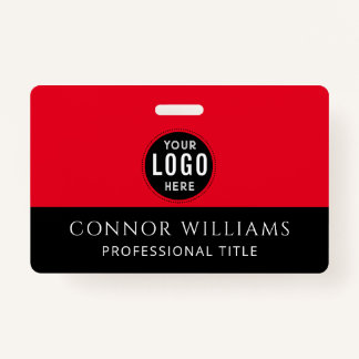 Badge Red Black Logo Employee ID