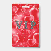 Badge Red Bubble Hearts Anniversaire de fête VIP Pass Ba (Arrière)