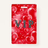 Badge Red Bubble Hearts Anniversaire de fête VIP Pass Ba (Dos)