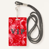 Badge Red Bubble Hearts Anniversaire de fête VIP Pass Ba (Derrière avec lanière)