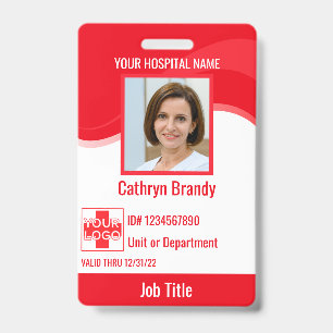Badge Red custom Hospital Employee Security, logo