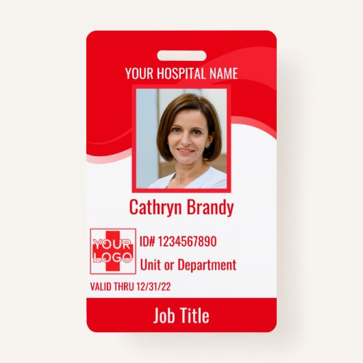 Badge Red custom Hospital Employee Security, logo (Devant)