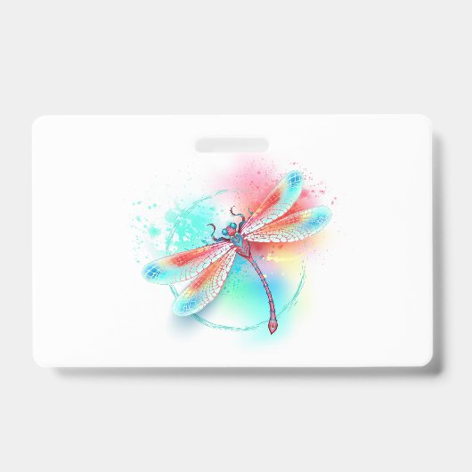 Badge Red dragonfly on watercolor background (Avant)