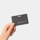 Badge Red Monogram Grey Personal Trainer Business (Manuel / portable)