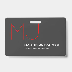 Badge Red Monogram Grey Personal Trainer Business