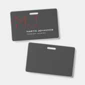 Badge Red Monogram Grey Personal Trainer Business (Avant & arrière)