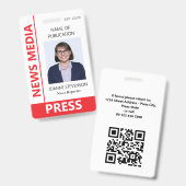 Badge Red News Media Press Photo (Front & Back)