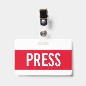 Badge Red Press All Access Pass Insigne d'ID horizontal (Avant avec clip)