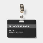 Badge Red Press All Access Pass Insigne d'ID horizontal (Arrière avec clip)