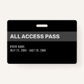 Badge Red Press All Access Pass Insigne d'ID horizontal (Dos)