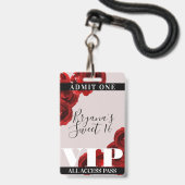 Badge Red Roses Rustic Chic Sweet 16 VIP Pass (Avant avec lanière)