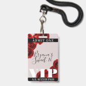 Badge Red Roses Rustic Chic Sweet 16 VIP Pass (Arrière avec lanière)