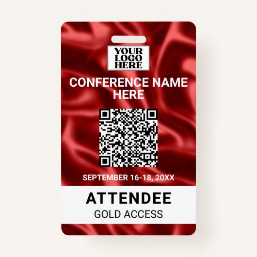 Badge Red Satin Trade Show Conference (Devant)