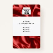 Badge Red Satin Trade Show Conference (Dos)