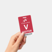 Badge Red White Ajouter votre logo Barre Code Visiteur (Manuel / portable)