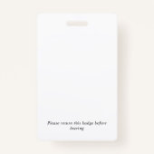 Badge Red White Ajouter votre logo Barre Code Visiteur (Dos)