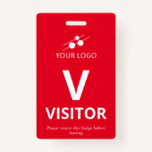 Badge Red White Ajouter votre logo Visiteur (Devant)