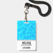 Badge Réflexions sur l'eau de la piscine bleu chatoyante (Front with Lanyard)