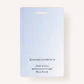 Badge Réflexologie Blue Lotus Flower Lon Business (Dos)