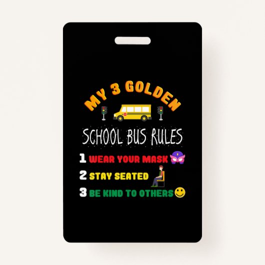 Badge Règles d'autobus scolaire pour les élèves Funky Sc (Devant)
