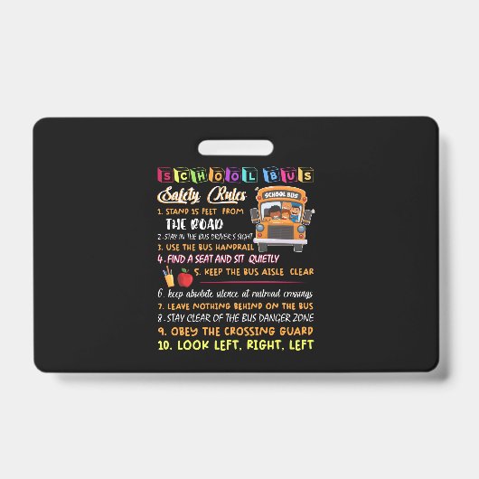 Badge règles de sécurité des autobus scolaires (Avant)