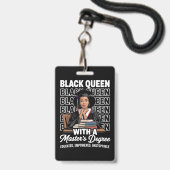 Badge Reine Noire Diplômée de Master Éduquée (Avant avec lanière)