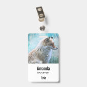 Badge Renard Fluffy Mignon sur Fond Grunge Bleu (Arrière avec clip)