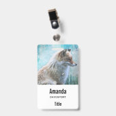 Badge Renard Fluffy Mignon sur Fond Grunge Bleu (Avant avec clip)