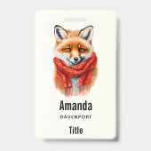 Badge Renard mignon avec une écharpe rouge Image d'autom (Arrière)