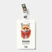Badge Renard mignon avec une écharpe rouge Image d'autom (Arrière avec clip)