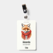 Badge Renard mignon avec une écharpe rouge Image d'autom (Avant avec clip)