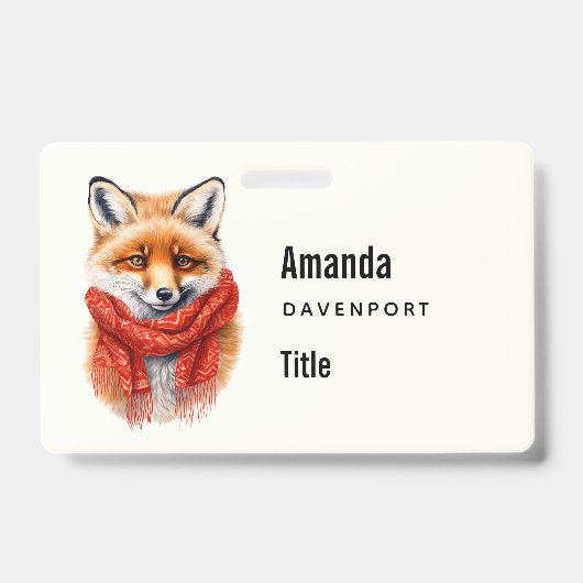 Badge Renard mignon dans une écharpe rouge Image d'affai (Avant)