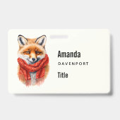 Badge Renard mignon dans une écharpe rouge Image d'affai (Arrière)