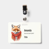 Badge Renard mignon dans une écharpe rouge Image d'affai (Avant avec clip)