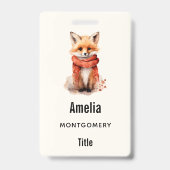 Badge Renardeau mignon dans une écharpe rouge (Arrière)